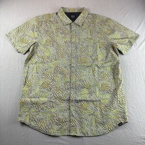 Prana Lost Sol Shirt Mens M Green Geometric Short Sleeve Button Up Preppy Casual